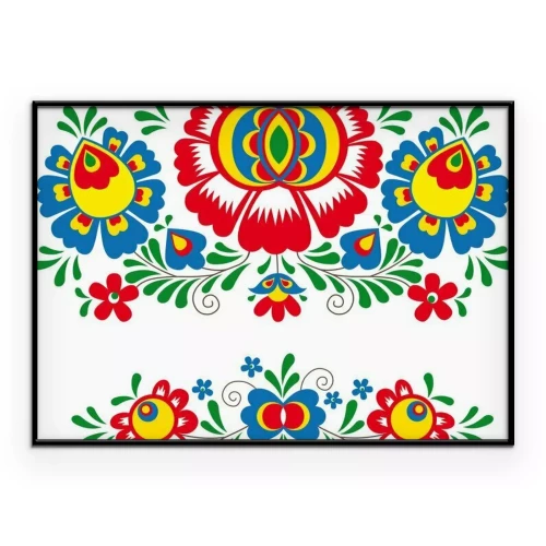 Poster Muster mit floralem Ornament im Volksstil