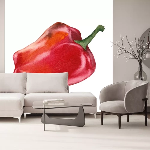 Sticker Rote Paprika mit Aquarellfarben gemalt