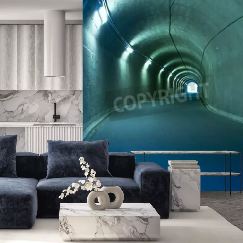 Fototapete Tunnel in Türkis 3D