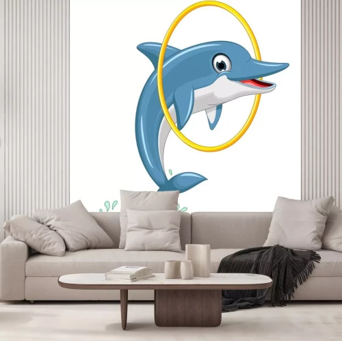 Sticker Delfin Ozean und Spiel mit einem Rad