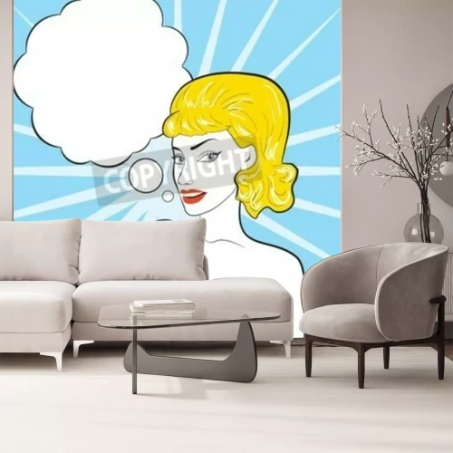 Fototapete Frau in dem blauen Blitz