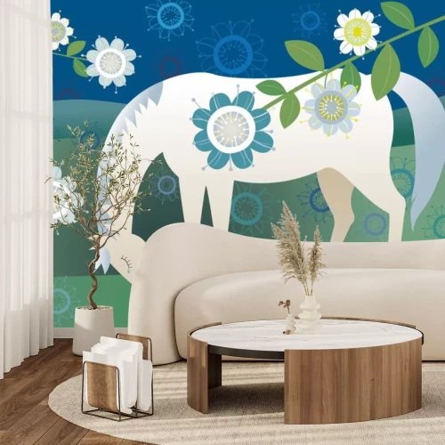 Sticker Pferde Stute mit grauer Mähne mit einer Träne im Auge