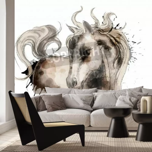 Fototapete Skizze eines pferdes in aquarell