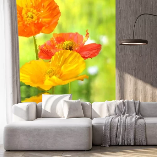 Sticker Orangefarbene Blumen am Wasser