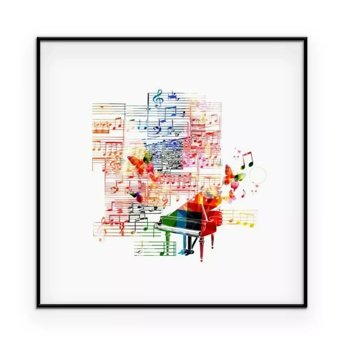 Poster Klavier mit Noten in einem künstlerischen Stil