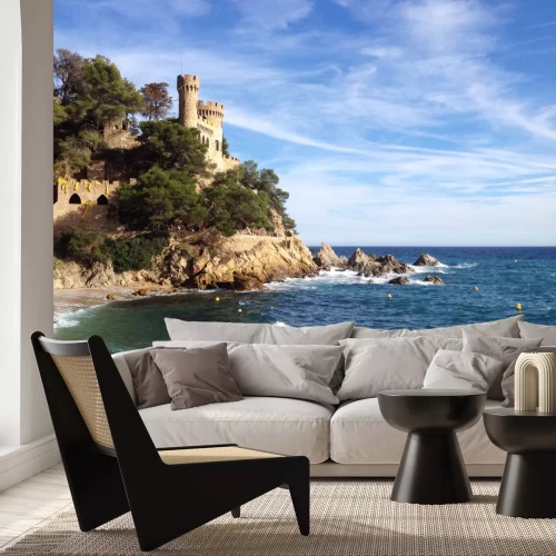 Fototapete Meer und Schloss auf den Felsen