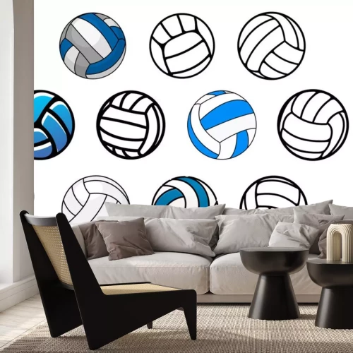Sticker Volleyball Bälle in Umriss und Cartoon-Stil