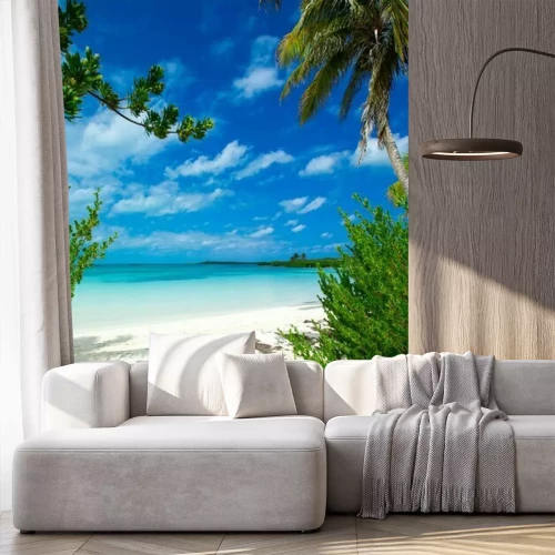 Fototapete Meer 3D mit Palmen