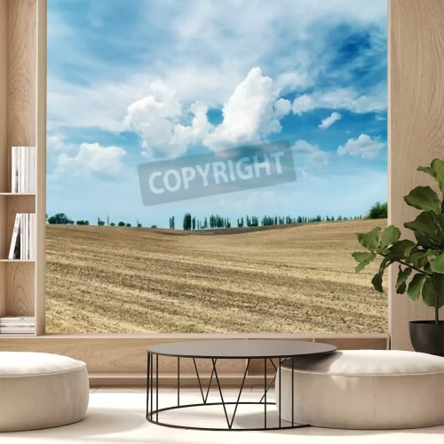 Fototapete Flugzeugmotor vor dem Hintergrund der Wolken