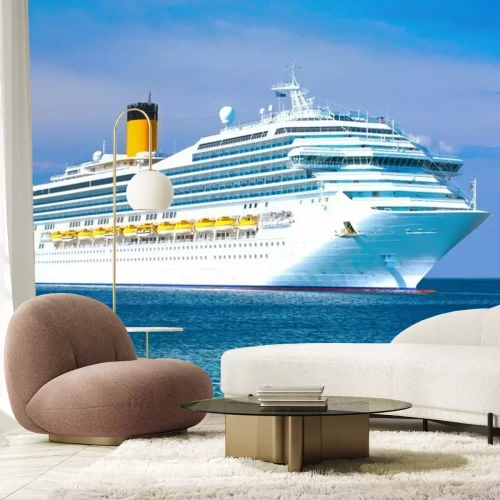 Fototapete Weißes Kreuzfahrtschiff auf See