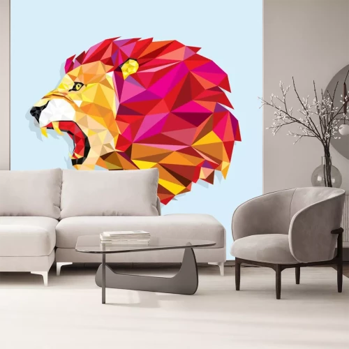 Sticker Geometrischer Löwenkopf in Farbe