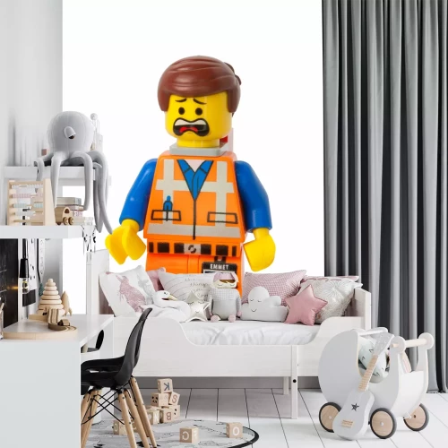 Sticker ADELAIDE, AUSTRALIEN - 9. September 2014: Eine Studioaufnahme einer Emmet Lego-Minifigur aus dem Lego-Film. Lego ist weltweit bei Kindern und Sammlern sehr beliebt