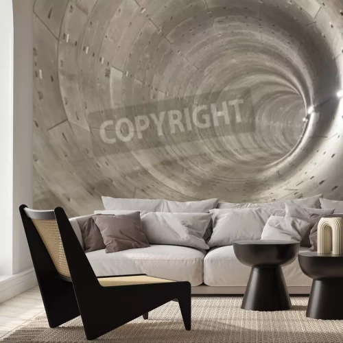 Fototapete Runder Betontunnel 3D