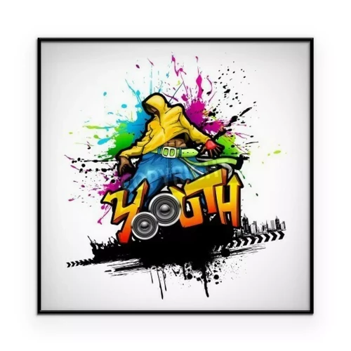 Poster Farbenfrohes Muster mit einem Teenager im Graffiti-Stil