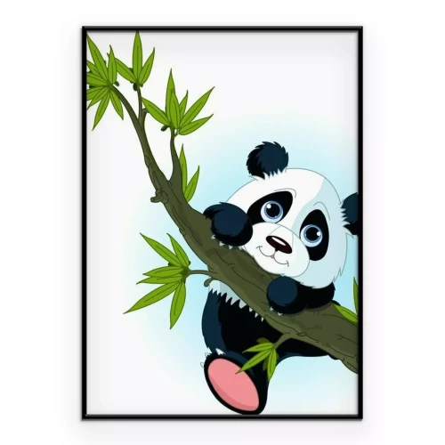 Poster Märchenhafter Panda auf Bambus