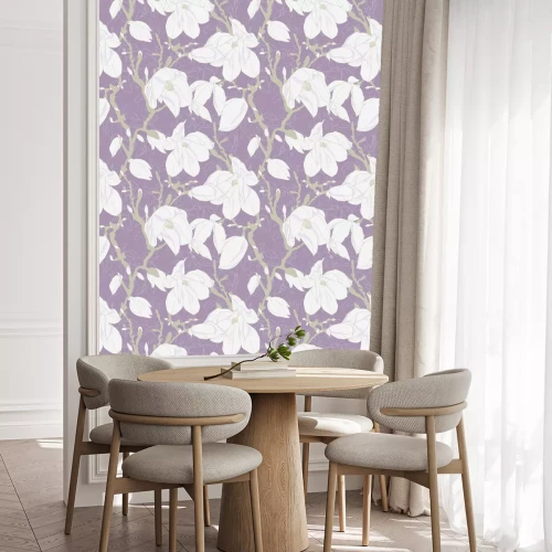 Tapete Violettes Muster mit Magnolien