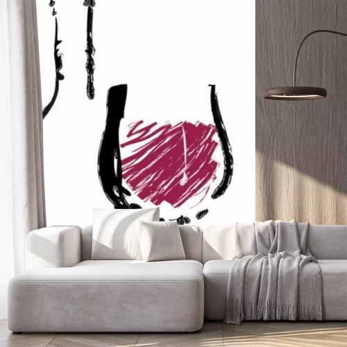 Sticker Rotweinglas mit Flasche