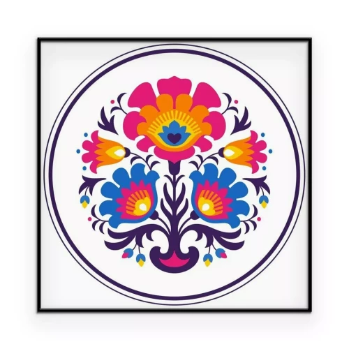 Poster Rundes Muster mit folkloristischem Ornament