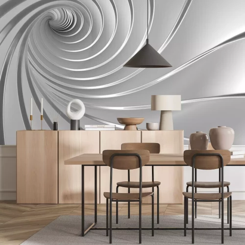 Fototapete Tunnel mit weiß-grauem Wirbel