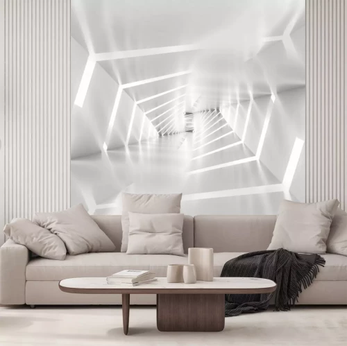 Fototapete 3D-abstrakter grauer Tunnel