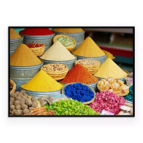 Poster Auswahl der Gewürze auf einem marokkanischen Markt