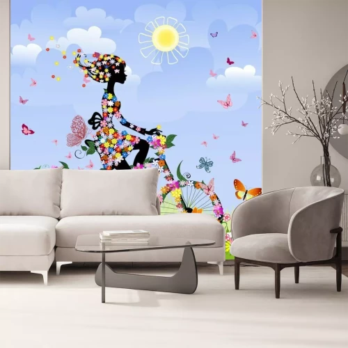 Fototapete Radtour durch Wiese