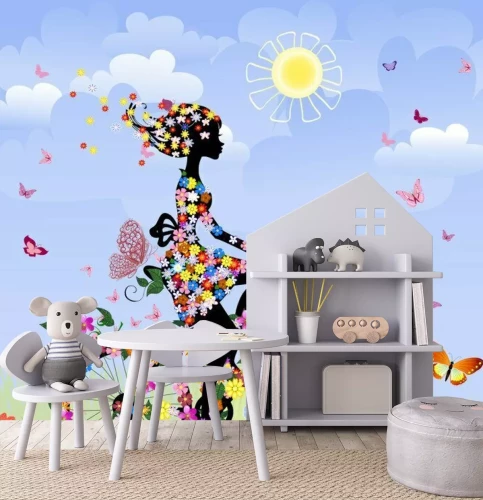 Fototapete Radtour durch Wiese