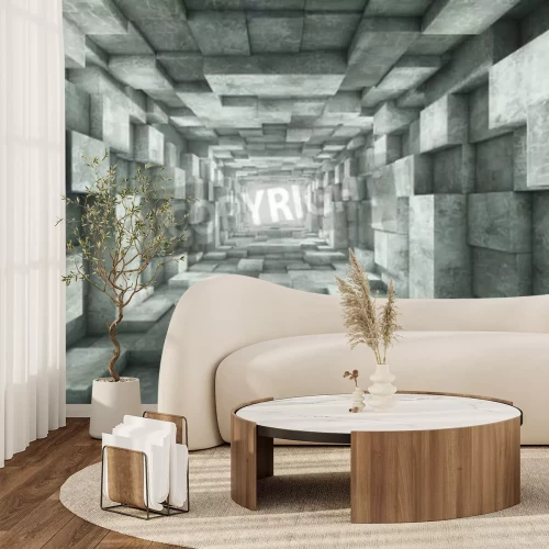 Fototapete Tunnel aus Betonblöcken