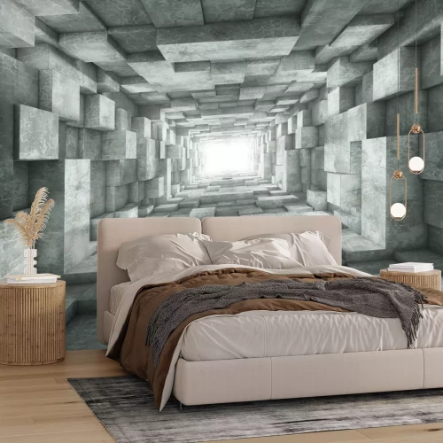 Fototapete Tunnel aus Betonblöcken