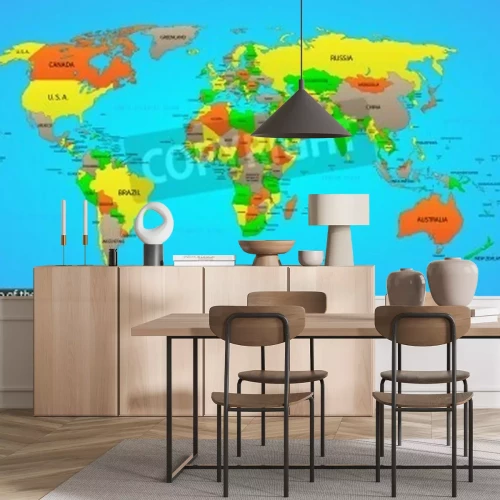 Fototapete Weltkarte in grellen Farben