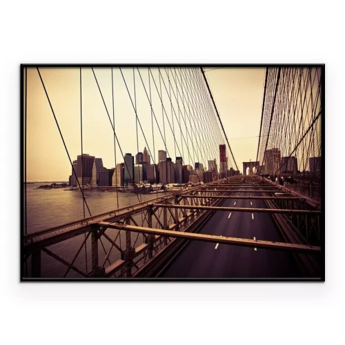 Poster Blick auf den Financial District von der Brooklyn Bridge