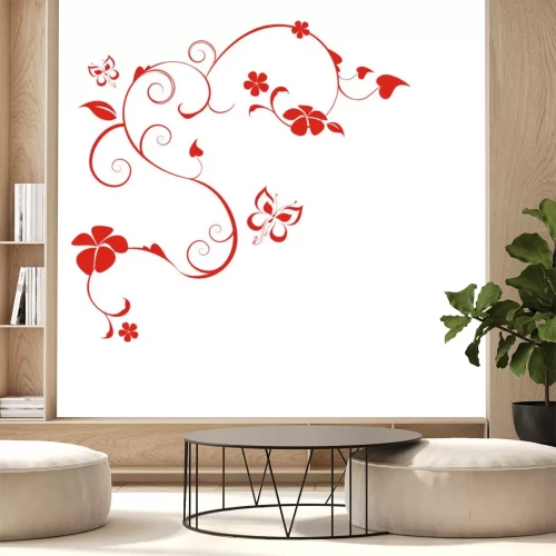 Sticker Blumen auf einem roten Ornament