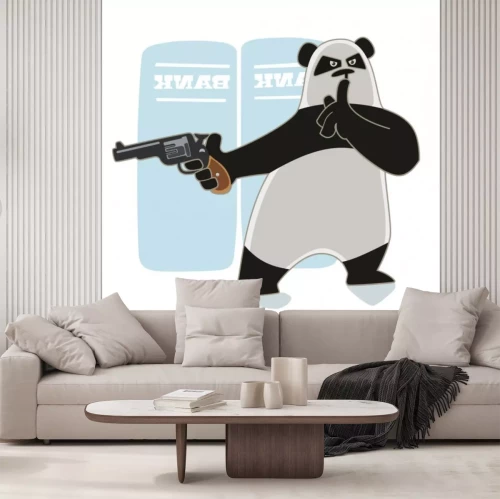 Sticker Pandabär mit Gewehr