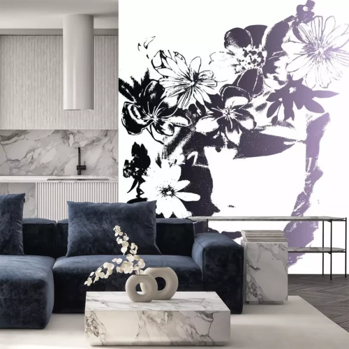 Sticker Frau mit Blume Modeillustration