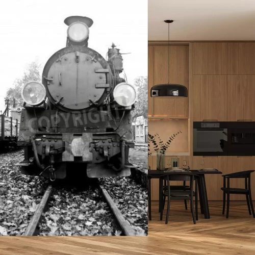 Fototapete Alter Dampfzug 3D