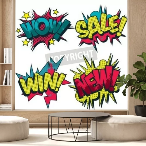 Fototapete Zeichentrick-Blasen mit Untertiteln