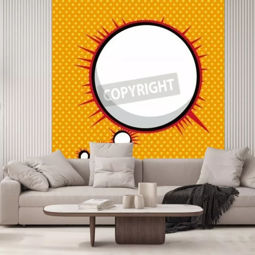 Fototapete Leere Blase auf orangem Hintergrund