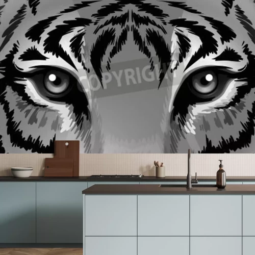 Fototapete Illustration mit den augen eines tigers