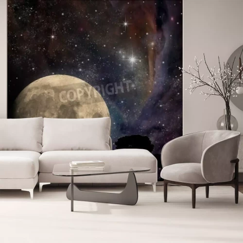 Fototapete Vollmond und Bäume