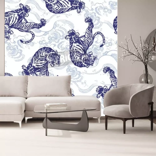 Fototapete Blaues muster nach japanischer art