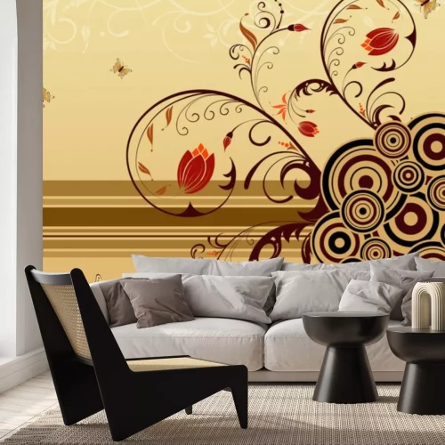 Sticker Blumen auf einem komplizierten Ornament