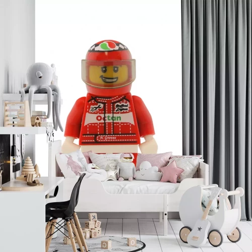 Sticker ADELAIDE, AUSTRALIEN - 9. Januar 2015: Eine Studioaufnahme einer Lego-Minifigur eines Rennfahrers aus der Minifigurenserie 3. Lego ist weltweit bei Kindern und Sammlern äußerst beliebt