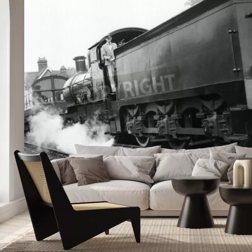 Fototapete Schwarze Lokomotive alter Zug