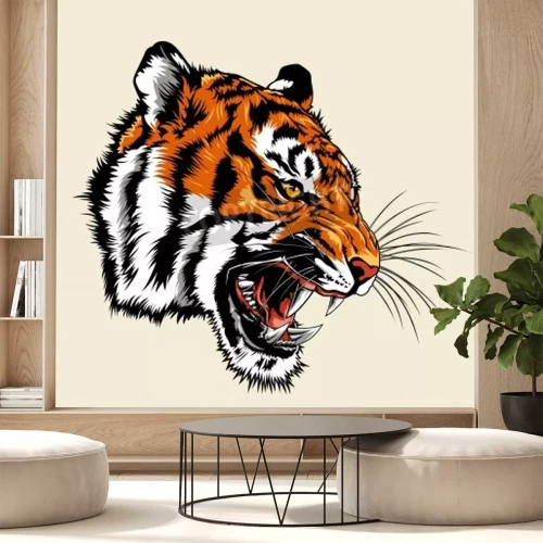 Fototapete Wilder tiger mit reißzähnen