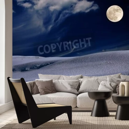 Fototapete Frostige Landschaft mit Mond