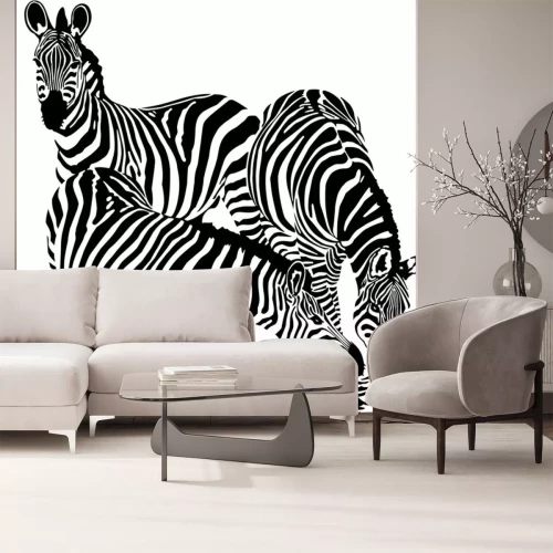 Sticker Tiere Safari drei Zebras am Wasser