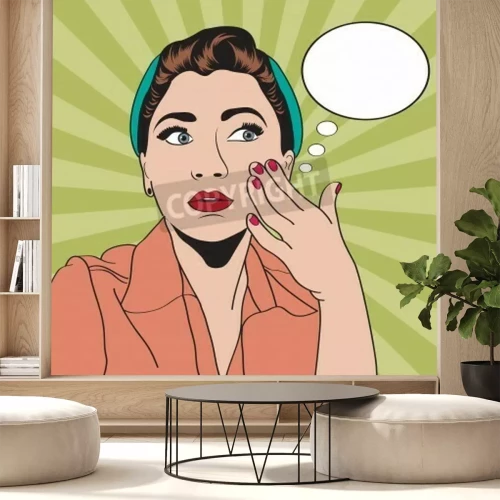 Fototapete Retro-Frau im Pop-Art-Stil