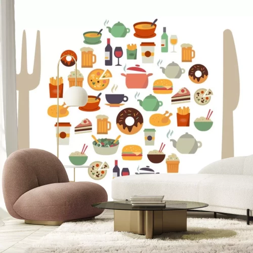 Sticker Besteck und Teller aus kulinarischen Grafiken