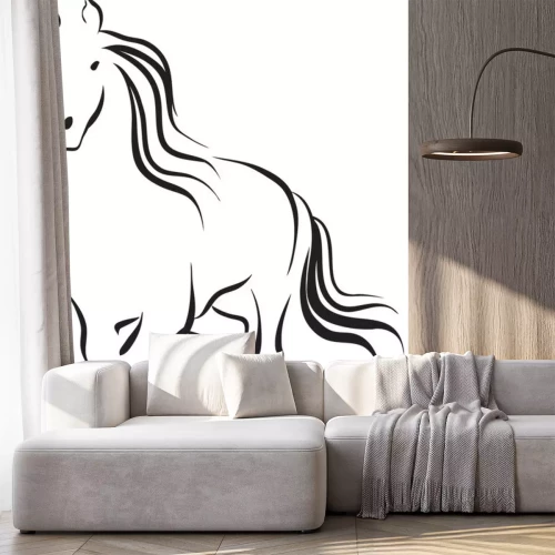 Sticker Tiere Pferd Line Art Grafik