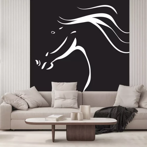 Sticker Tiere Pferd minimalistische monochrome Grafik